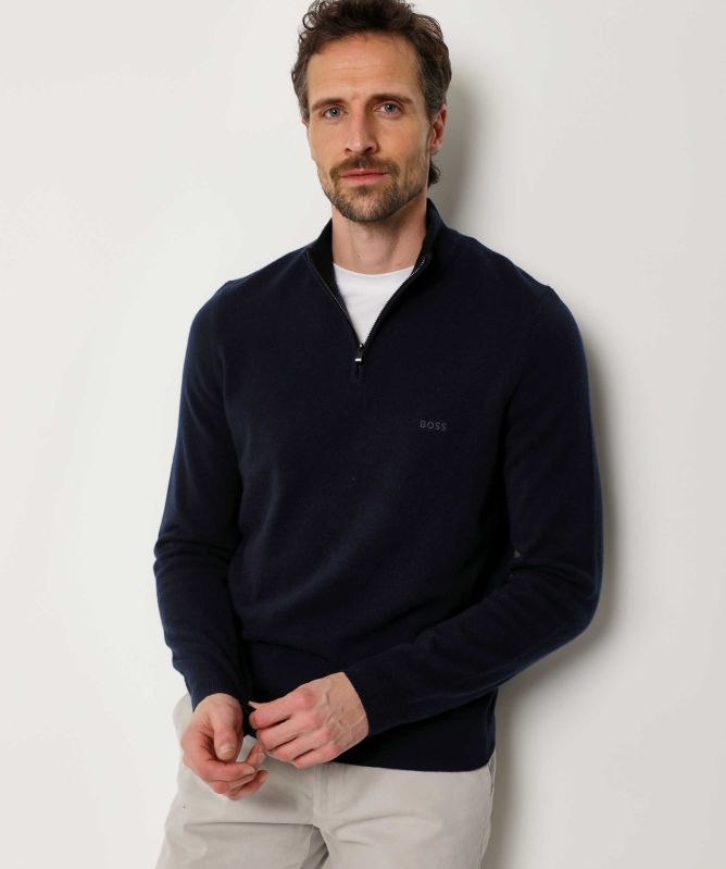 BOSS Virgin Wool Zip Emarlo Jumper