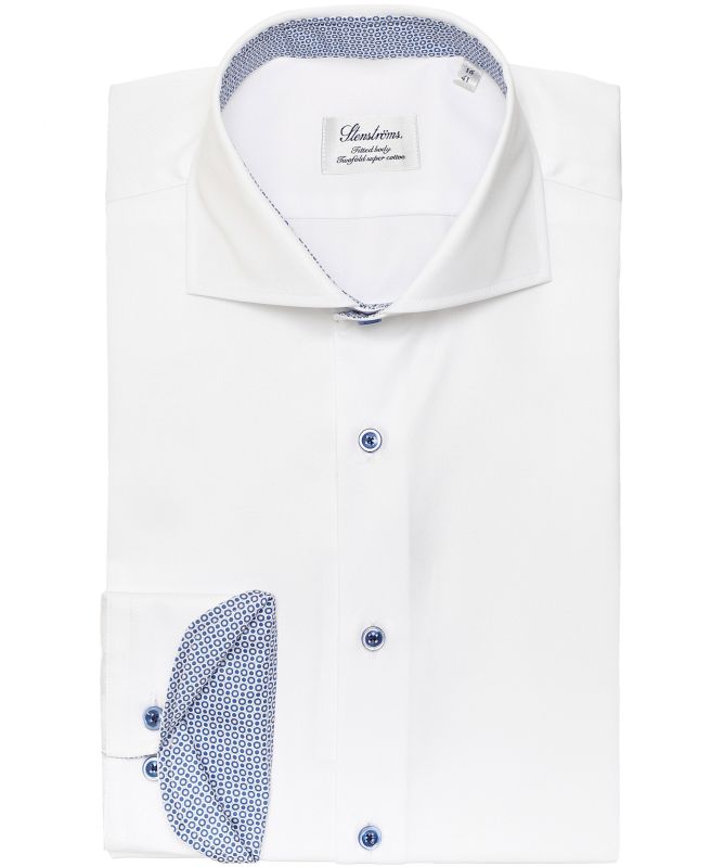 Stenstroms Fitted Body Dot Trim Shirt