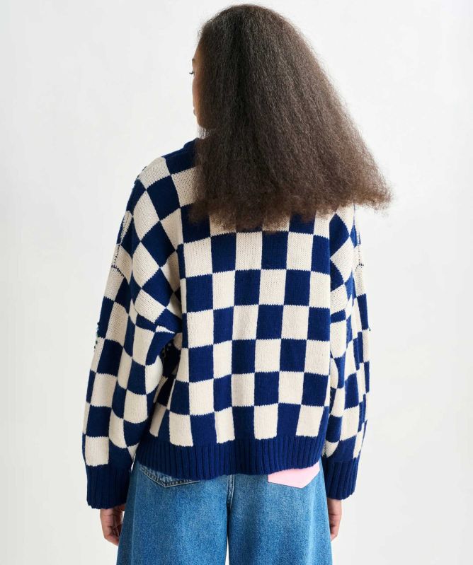 Essentiel Antwerp Inter Checkerboard Embroidered Jumper