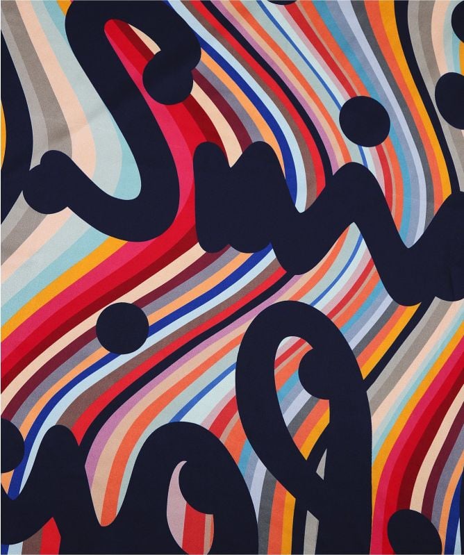 Paul Smith Swirl and Polka Dot Print Silk Scarf