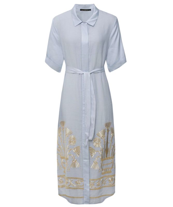 Greek Archaic Kori Belted Shirt Dress