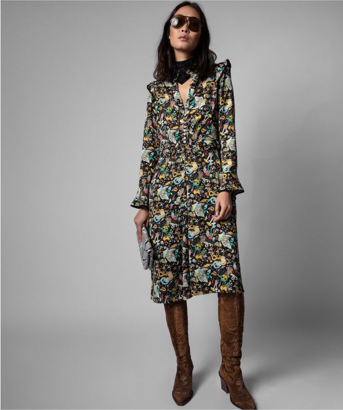 zadig and voltaire midi dress Navy Midi Lingerie Dress in Silk, Jacquard & Lace