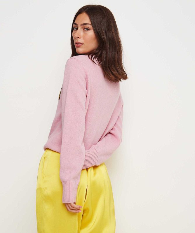 GANNI O-Neck Peach Jumper