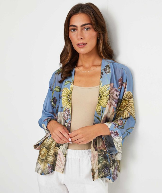 One Hundred Stars Daisy Cornflower Blue Kimono