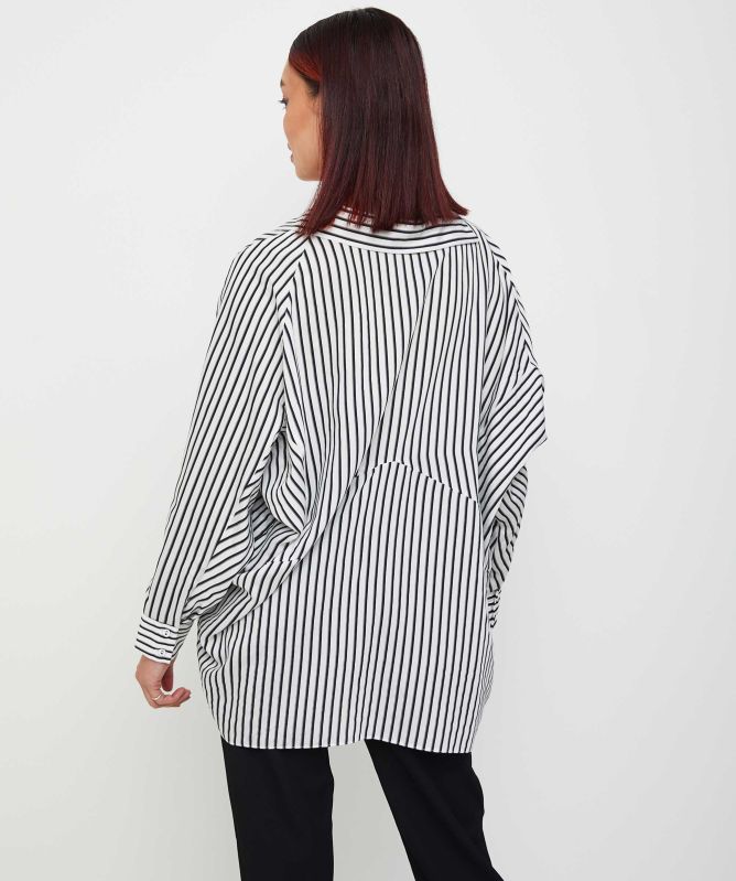 Bize Asymmetric Striped Shirt