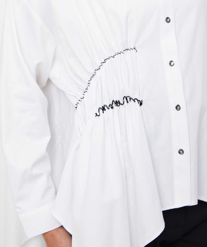 Bize Asymmetrical Contrast Stitch Shirt