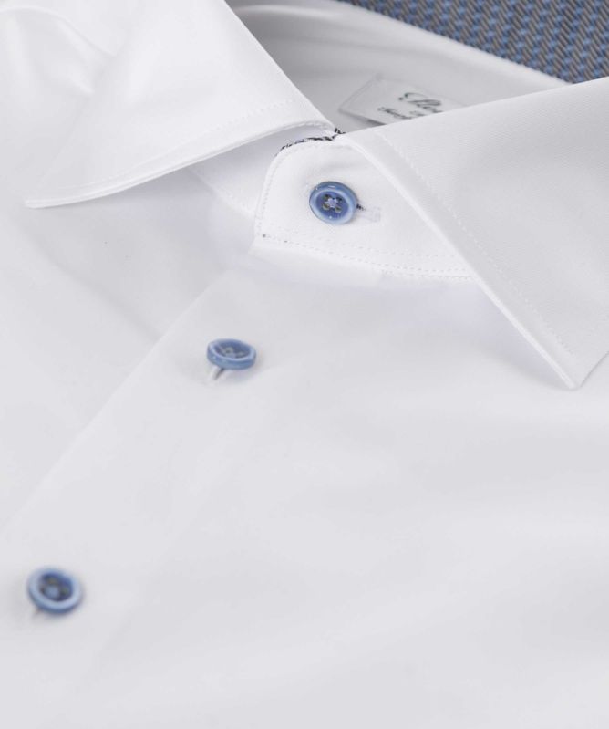 Stenstroms Fitted Body Contrast Trim Shirt