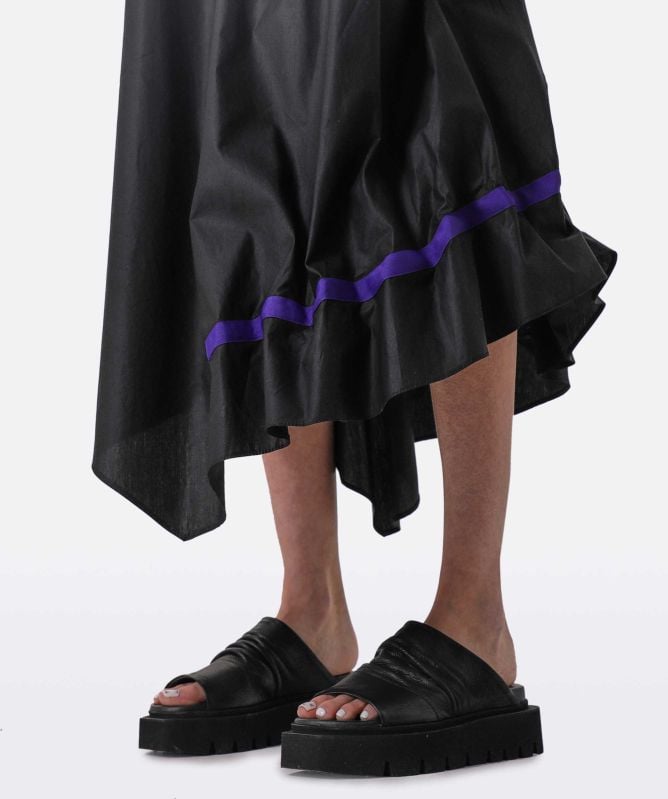 Bize Ruched Asymmetric Collar Dress