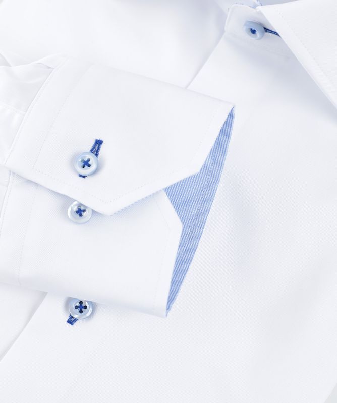 Stenstroms Fitted Body Contrast Trim Shirt