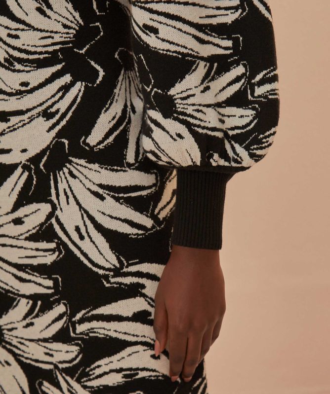 FARM Rio Black Bossa Banana Knit Dress