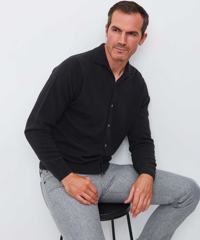 Filippo De Laurentiis Wool Cashmere Polo Cardigan