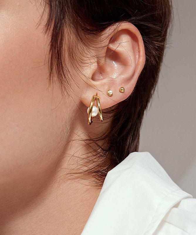 Ania Haie Duo Freshwater Pearl Stud Hoops