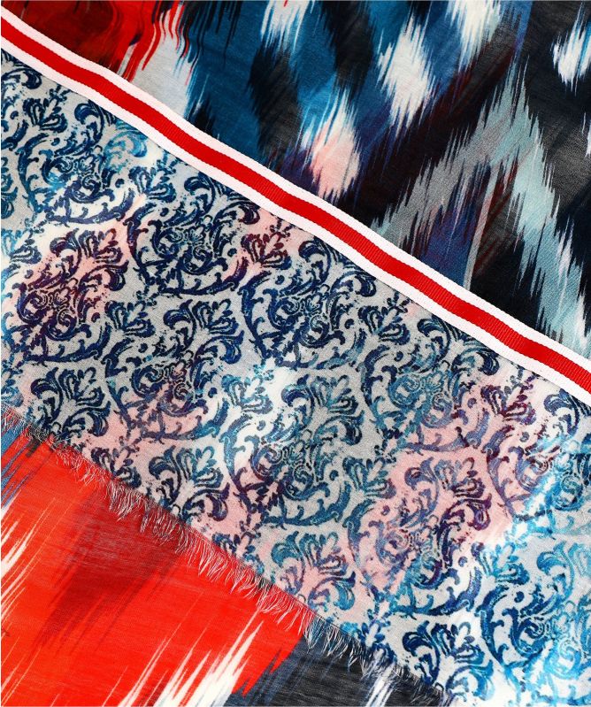 Ahujasons Geometric Print Silk Blend Scarf