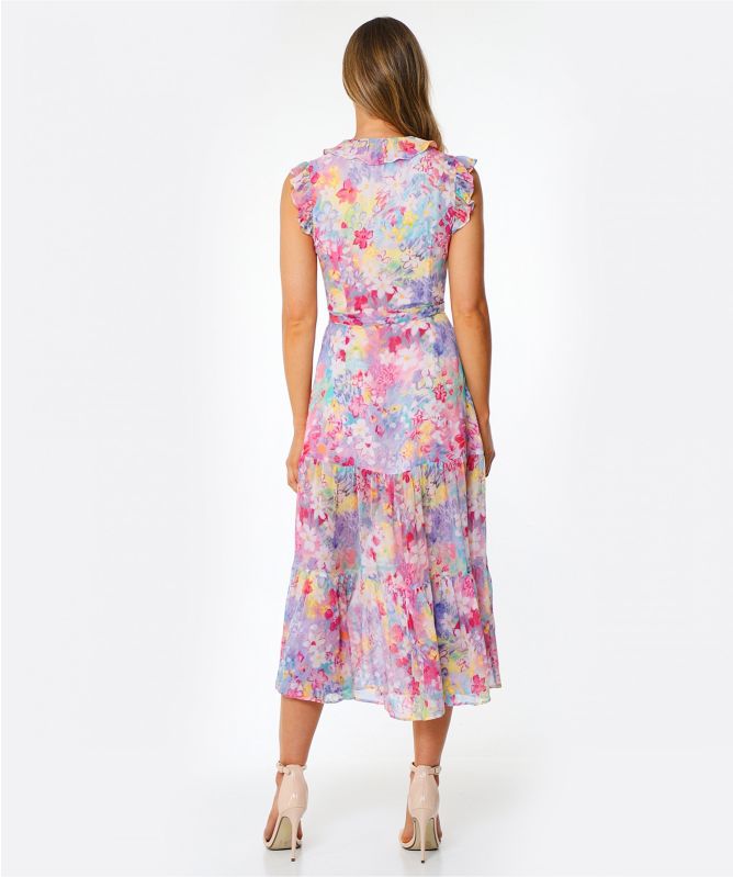 RIXO Minnie Spring Meadow Silk Wrap Dress