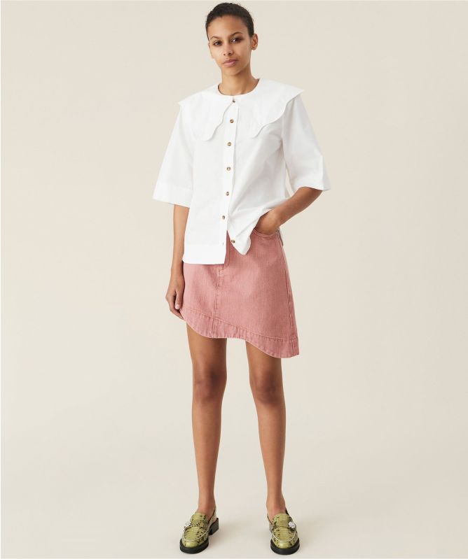 GANNI Cotton Poplin Collared Blouse
