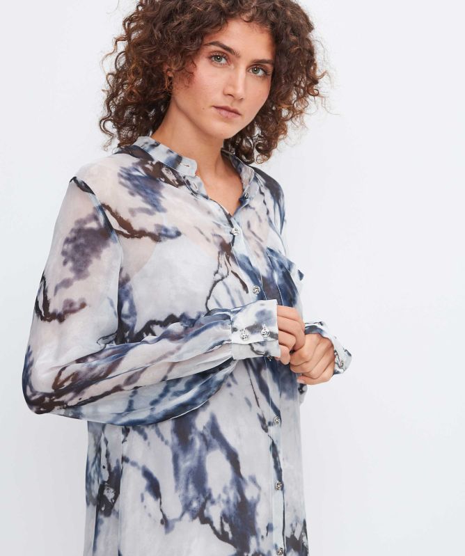 Sanctamuerte S46 Long Marbled Sheer Shirt