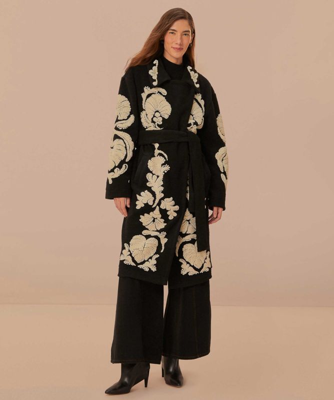 FARM Rio Black Helen Fleece Coat