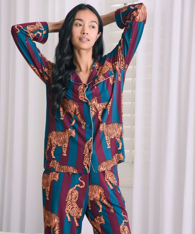 Chelsea Peers Tiger Stripe Print Long Pyjamas