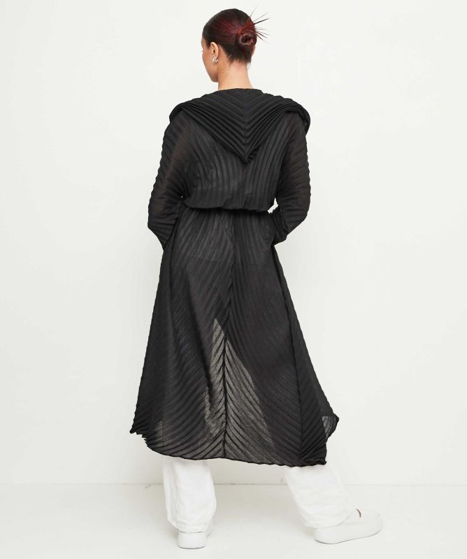Thanny Long Hooded Pleated Coat