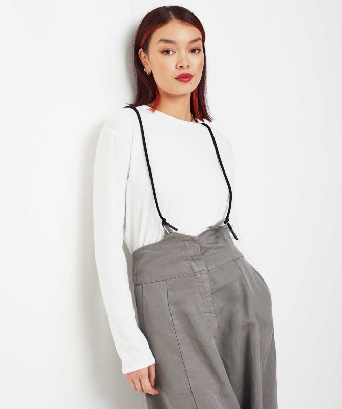 Lurdes Bergada Linen-Blend Cropped Dungarees