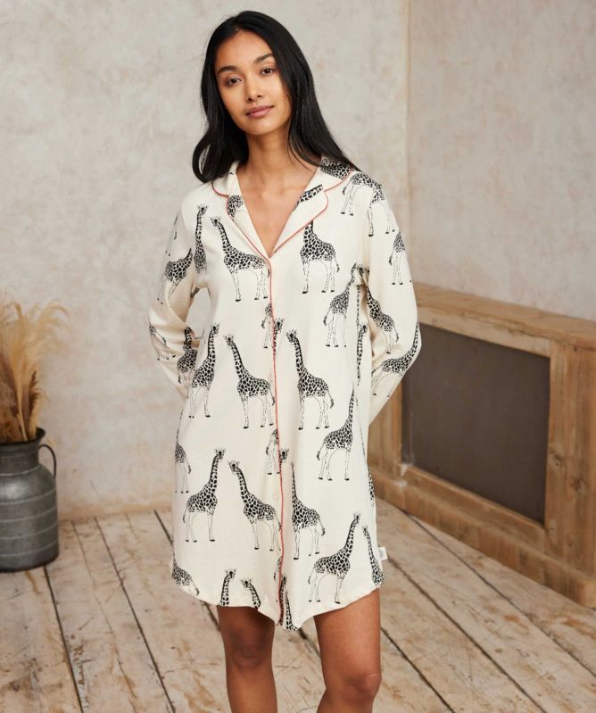 Chelsea Peers Organic Cotton Giraffe Print Nightshirt