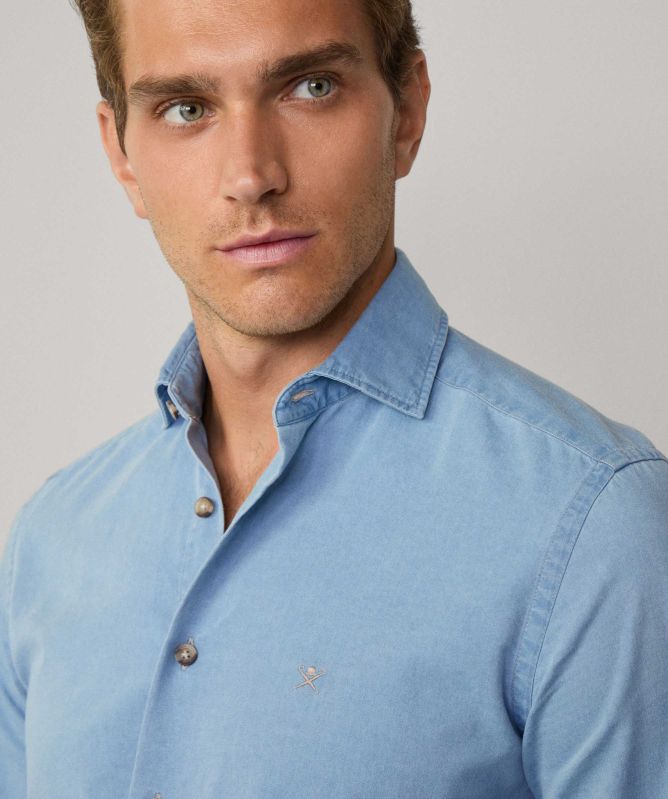Hackett Tailored Light Wash Denim Shirt