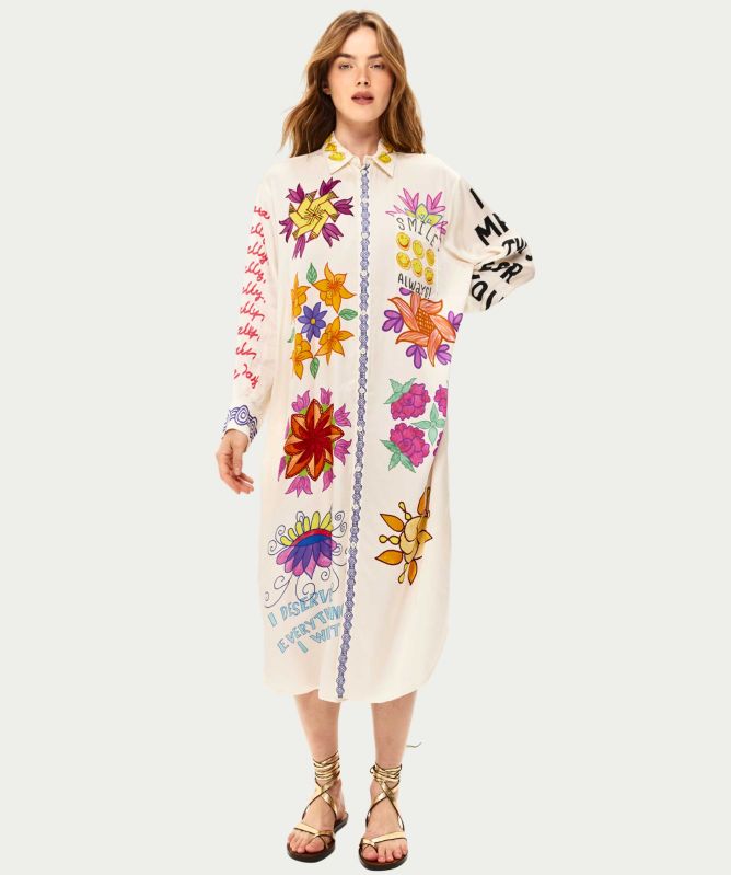 Me369 Vivi Printed Shirt Midi Dress