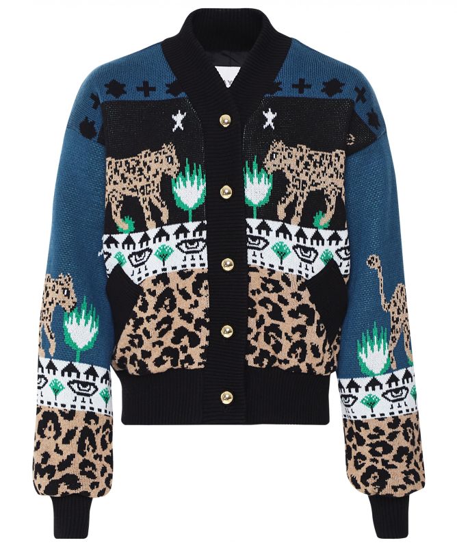 Hayley Menzies Leopardess Wool Bomber Jacket