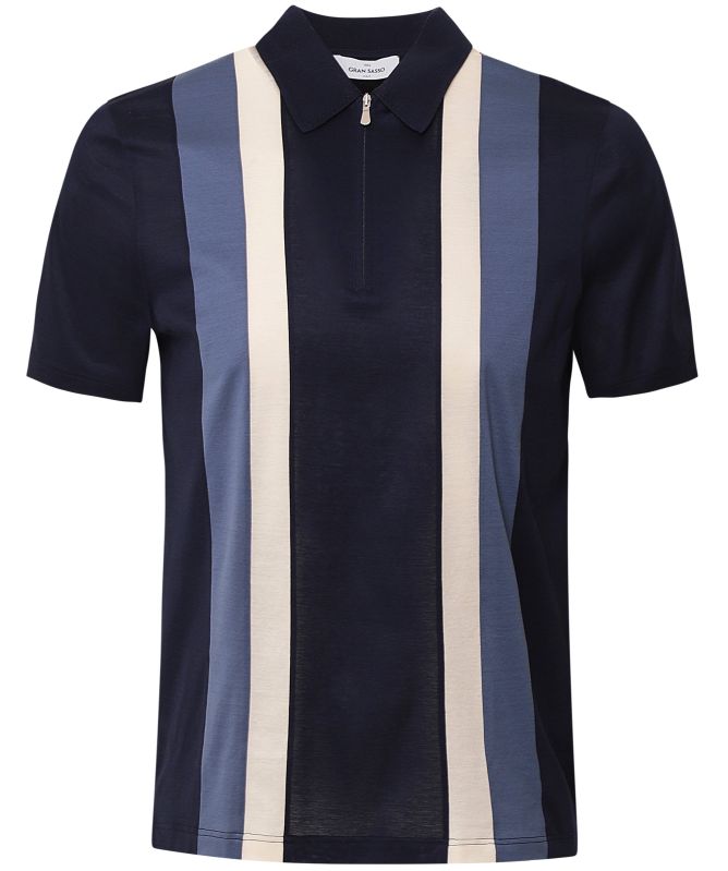 Gran Sasso Striped Zip Polo Shirt