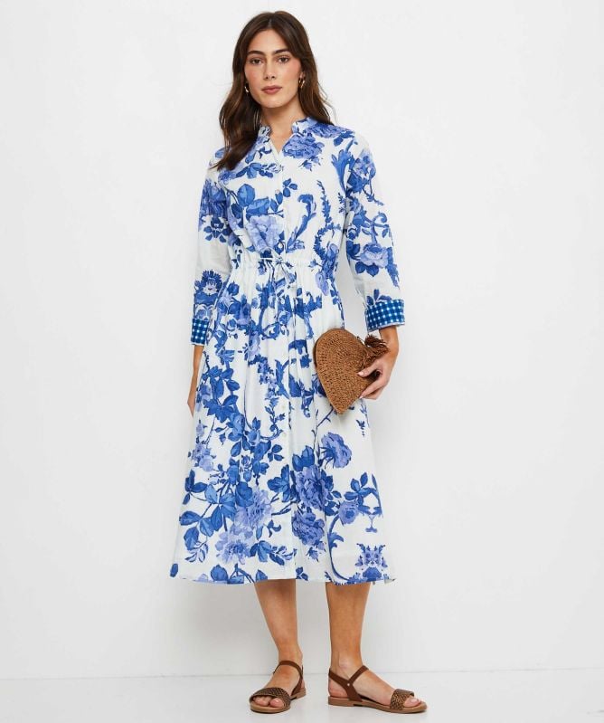Handprint Dream Apparel Floral Print Clara Shirt Dress