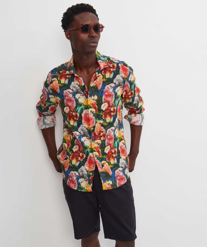 Stenstroms Slimline Linen Tropical Shirt
