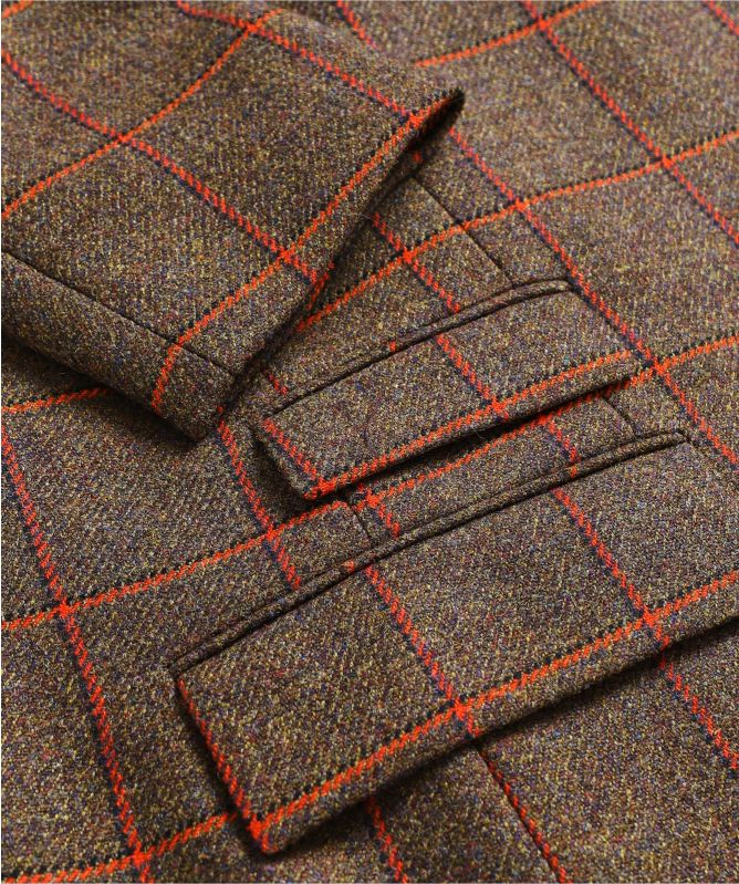 J. Blades Virgin Wool Windowpane Check Overcoat