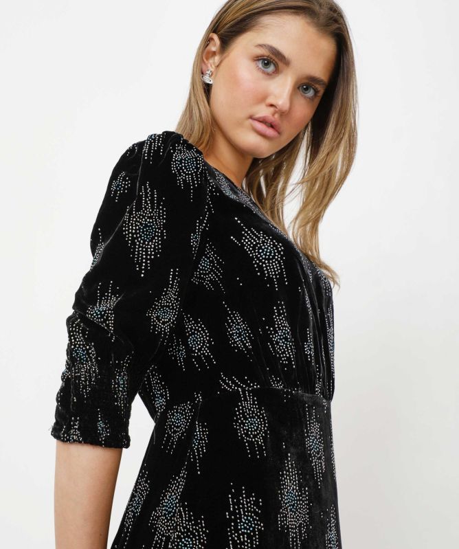 ルミニョン Bijou grid ribbon dress M Lumignon Bijou grid ribbon dress