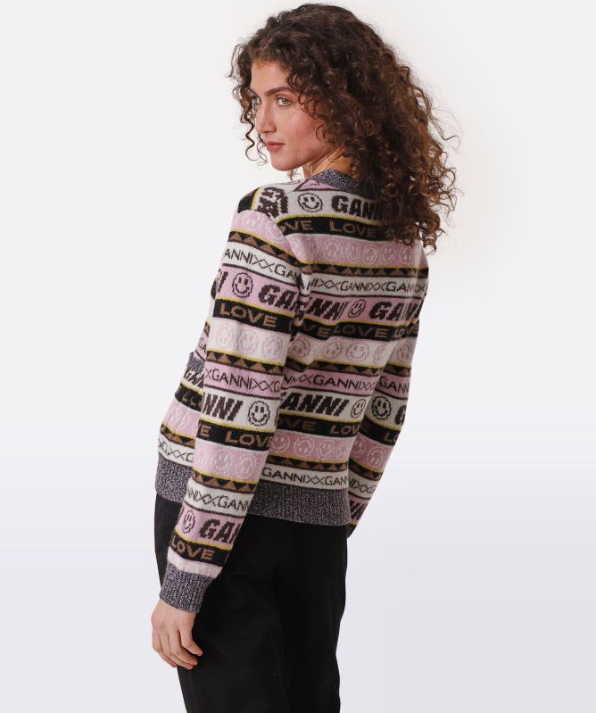 GANNI Wool Graphic Cardigan