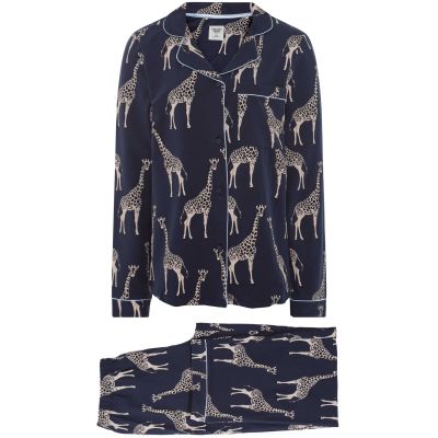 Organic Cotton Giraffe Print Long Pyjama Set