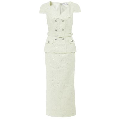 Bouclé Peplum Midi Dress