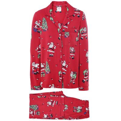 Christmas Santa Snowball Print Pyjamas
