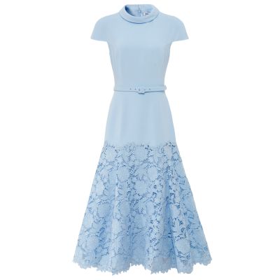 Crepe Lace Midi Dress