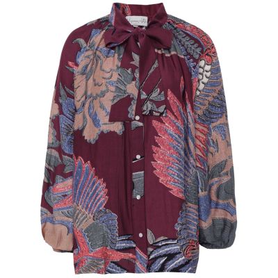 Crane Plum PussyBow Blouse