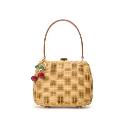 Rattan Cherry Charm Mini Bag