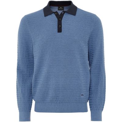 Long Sleeve Textured Polo Shirt