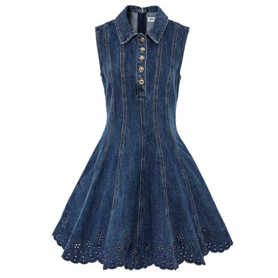 Denim Broderie Mini Dress