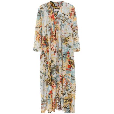 China Tree Aqua Pinch Pleat Dress