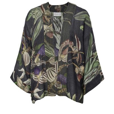 Orchid Black Wool Kimono