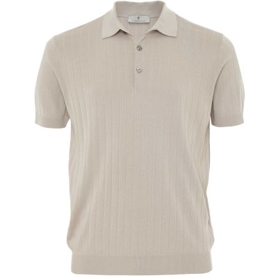 Ribbed Knitted Polo Shirt