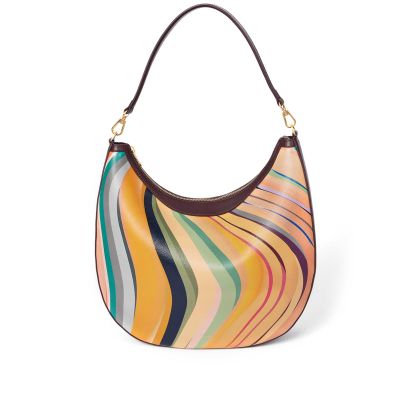 Dusky Swirl Leather Round Hobo Bag