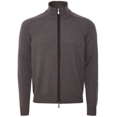 Wool Zipper-Through Cardigan