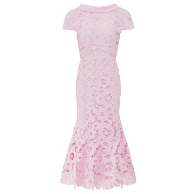 Lace Scoop Back Midi Dress