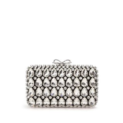 Satin Crystal Bow Clutch