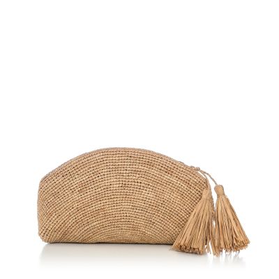 Raffia Half Moon Bag